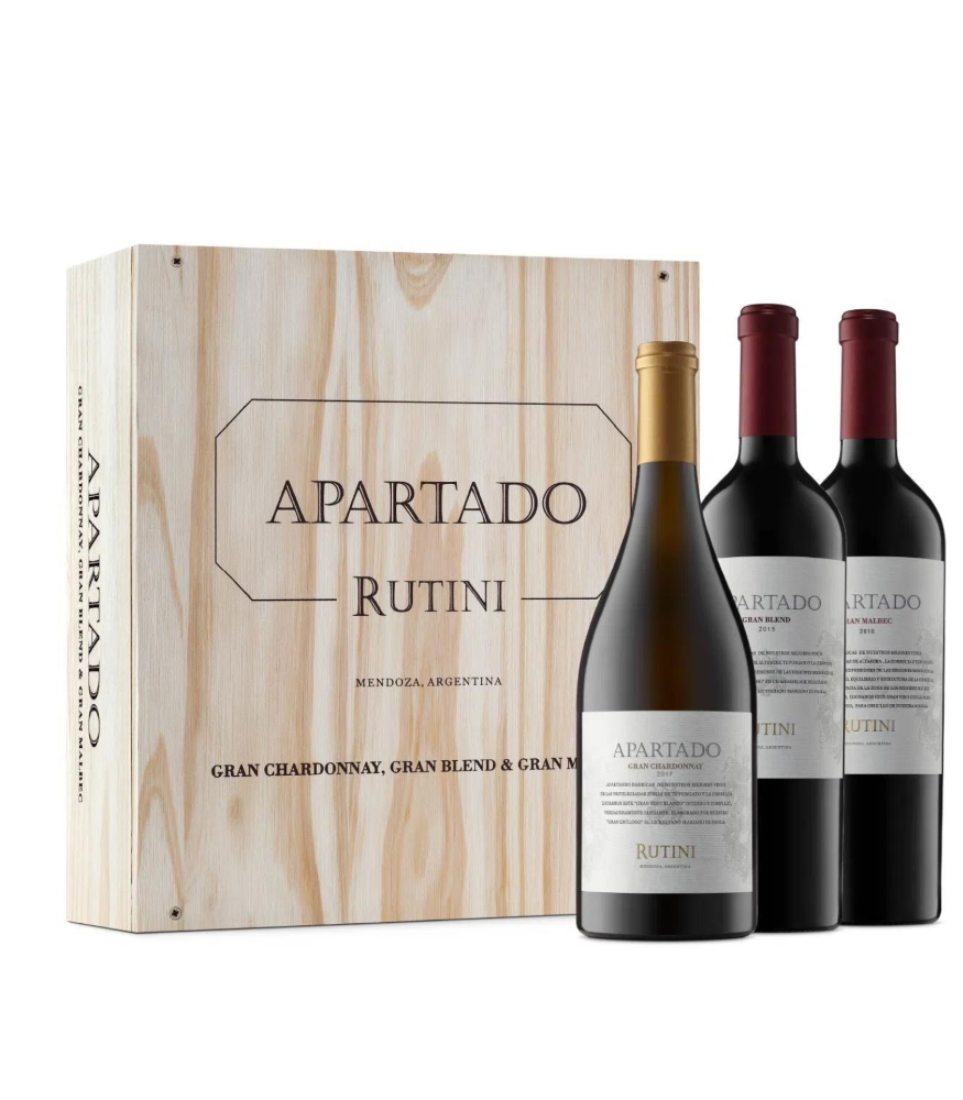 ESTUCHE MADERA RUTINI APARTADO SURTIDO X 3 X 750 CC