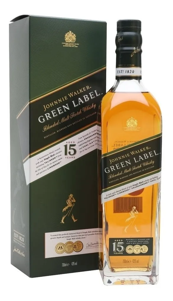 WHISKY SCOTCH BLEND J. WALKER GREEN 15 AÑOS X 750 CC